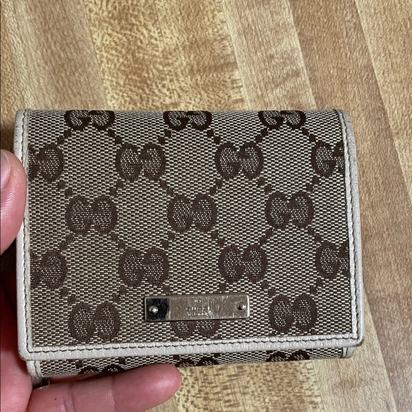 Gucci Handbags - Gucci Beige and Brown Monogram Card Holder